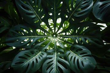 Surreal Monstera Leaf Kaleidoscope Transforming Leaves Geometric Shapes and Symmetrical Patterns