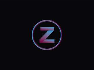 Typography Z Logo Art, Initial z Circle Purple Color Logo With Black Background Design