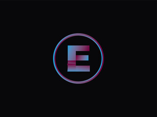 Typography E Logo Art, Initial e Circle Purple Color Logo With Black Background Design