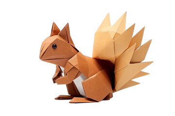 Isolated Origami Squirrel Creation on a transparent background
