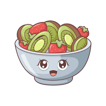 Cute Fruit Bowl Character Design Illustration