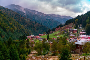 Obraz premium Rize Ayder Plateau, nature view. Ayder, with its air surrounded by clouds and clean nature.