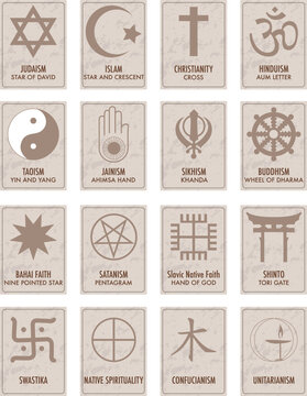 Set of Religious Symbols Card Illustration