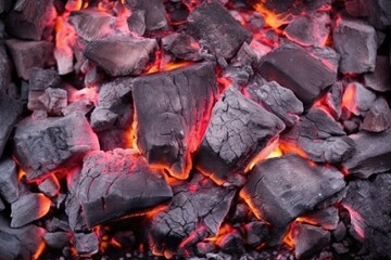 detailed close-up of burning moroccan mechoui coals