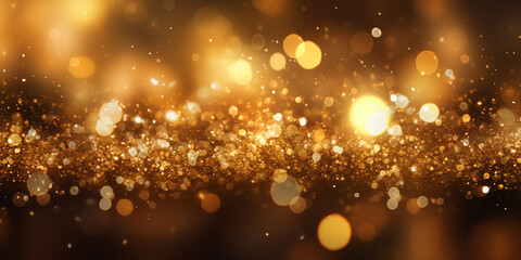 golden particles and stars with bokeh background
