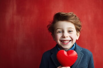 Portrait of a cute little boy on Valentine's Day.