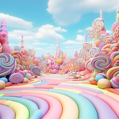 Candyland very beautiful rainbow pieces of candy pastel colors