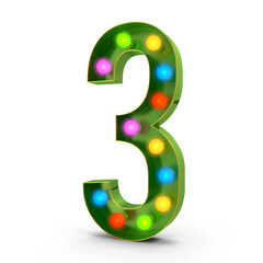 3D Christmas Inspired Isolated 1 2 3 Numbers