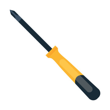 Vector image of a repair tool in cartoon style. Screwdriver. Construction and housework concept. A team of individual builders. Elements for your design.