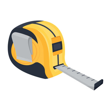 Vector image of a repair tool in cartoon style. Roulette. Construction and housework concept. A team of individual builders. Elements for your design.
