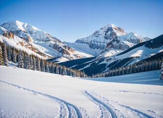 Fototapeta na wymiar ski resort in the mountains during winter, created using AI generative technology