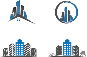 Obraz premium luxury urban high-rise logo,Set of elements of the building isolated on white background. Symbols for building design logos and emblems. Vector illustration