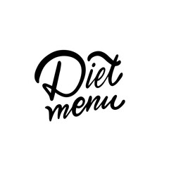 Diet Menu text. Black color lettering phrase for cover menu.