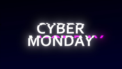 Cyber Monday glitch banner. Cyber Monday glitchy text. CyberMonday sale web banner for advertising. Retail sale ad animation, online shopping, promo video.