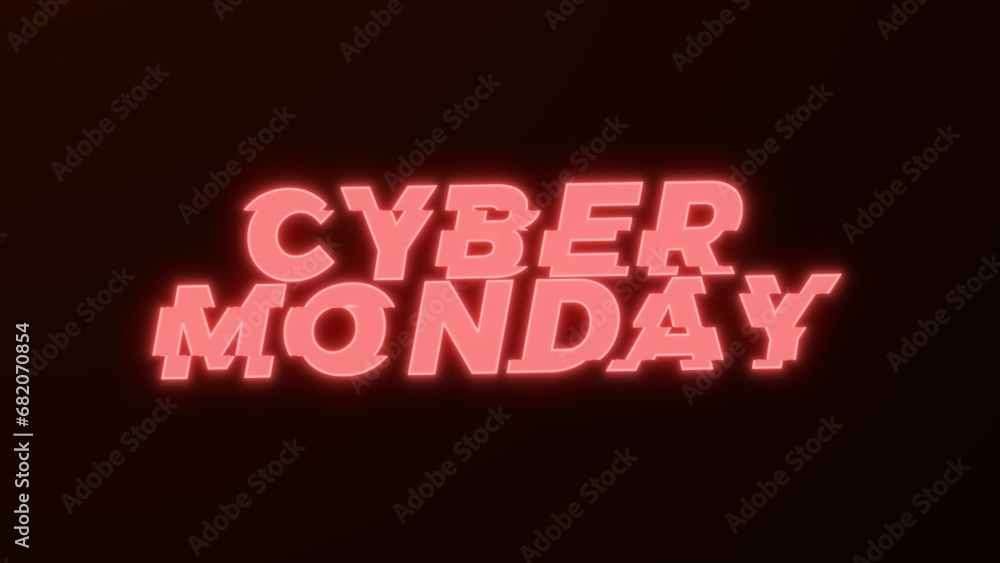 Aufkleber cyber monday glowing banner with glitch effect. cyber monday distorted text with glow effect. cyberm