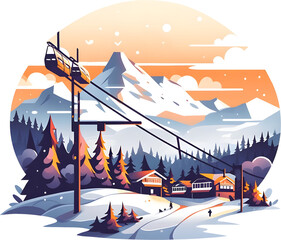 winter landscape with ski resort
