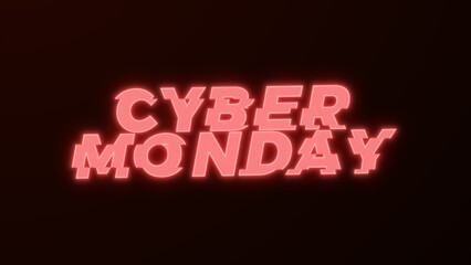 Cyber Monday glowing banner with glitch effect. Cyber Monday distorted text with glow effect. CyberMonday sale web banner for advertising. Cyberpunk promo design.
