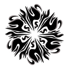 Black tribal mandala icon with shadow. Perfect for logos, icons, items, tattoos, stickers, posters, banners, clothes, hats