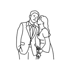 wedding couple illustration. Hand drawn style vector design illustrations.