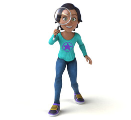 Fun 3D cartoon asian teenage girl