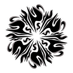Black tribal mandala icon with shadow. Perfect for logos, icons, items, tattoos, stickers, posters, banners, clothes, hats