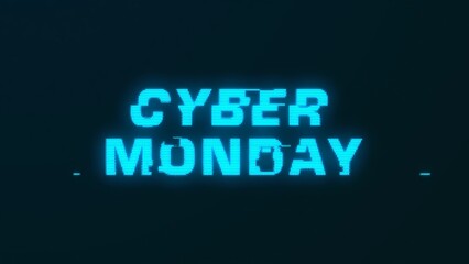 Cyber Monday glitch pixel banner. Cyber Monday retro futuristic glitchy text. CyberMonday pixelated sale web banner for advertising. Retail sale ad animation, online shopping, promo video.