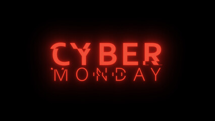 Cyber Monday banner with glitch effect in cyberpunk style. Cyber Monday glowing banner with glitches and distortions. CyberMonday sale web banner for advertising. Cyberpunk promo design.