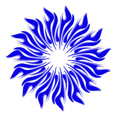 Blue tribal mandala icon with shadow. Perfect for logos, icons, items, tattoos, stickers, posters, banners, clothes, hats