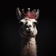 Portrait of a majestic Llama with a crown