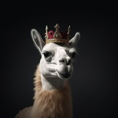 Naklejka premium Portrait of a majestic Llama with a crown