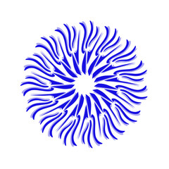 Blue tribal mandala icon with shadow. Perfect for logos, icons, items, tattoos, stickers, posters, banners, clothes, hats