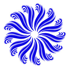 Blue tribal mandala icon with shadow. Perfect for logos, icons, items, tattoos, stickers, posters, banners, clothes, hats