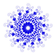 Blue tribal mandala icon with shadow. Perfect for logos, icons, items, tattoos, stickers, posters, banners, clothes, hats