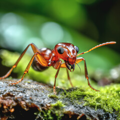 red ant on leaf