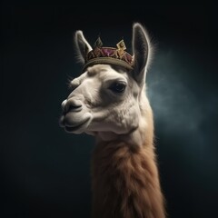 Obraz premium Portrait of a majestic Llama with a crown