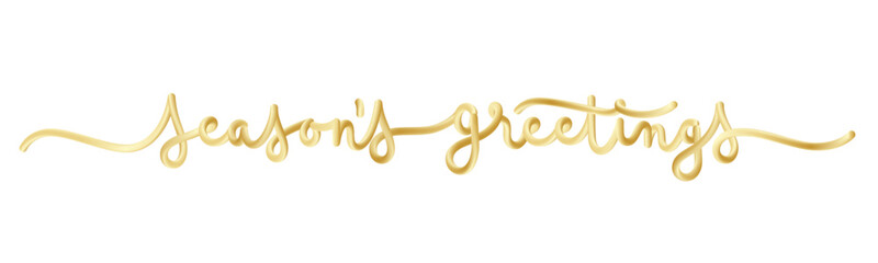 SEASON'S GREETINGS metallic gold monoline calligraphy banner with swashes