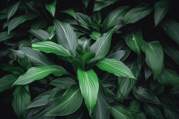 Natural texture pattern of growing tropical green leaves