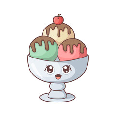 Cute Ice Cream Character Design Illustration