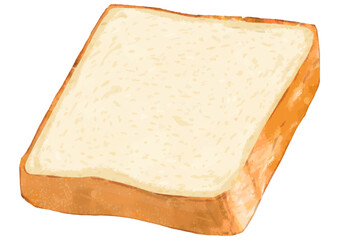 リアルな角型食パンスライス1枚の俯瞰イラスト