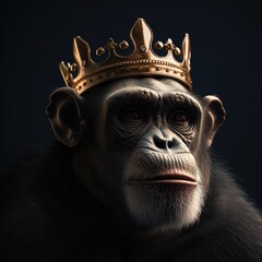 Portrait of a majestic Monkey with a crown