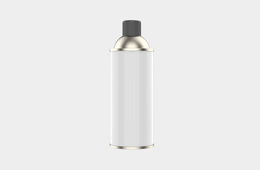 Glossy Aerosol Bottle Mockup Isolated On White Background. 3d illustration