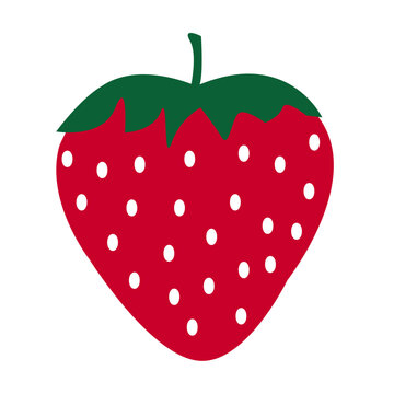 Single red strawberry isolated on a white background. Vector illustration