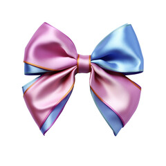 Color gift satin ribbon bow, transparent background, ai technology