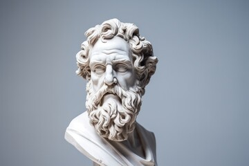 Stoic ancient sculpture of a philosopher, greek person. Modern trend on endurance and acceptance