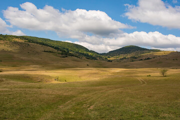 Sinkholes in the Bravsko Polje karst landscape near Bosanski Petrovac in Una-Sana Canton, the...