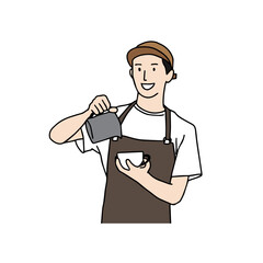 A barista who makes hand-drip coffee.
Hand drawn style vector design illustrations.