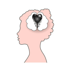 The concept of the heart, the head and the human heart. Vector illustration.
