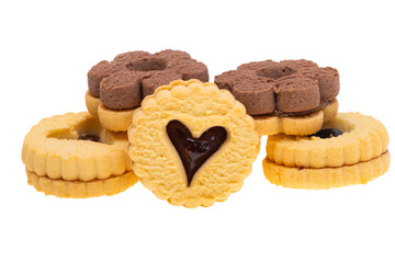 butter cookies with jam isolated