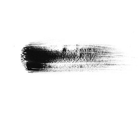 black acrylic ink brush stroke smear splatter on transparent png background