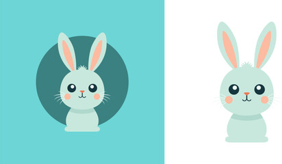 Adorable baby bunny cute Easter cartoon character icon set greeting card t shirt print vector flat